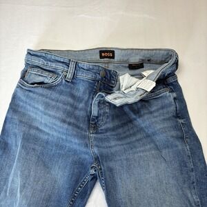 Hugo Boss Delaware Slim Fit Jeans Mens Fit 34x31 Medium Wash Selvedge Denim Blue